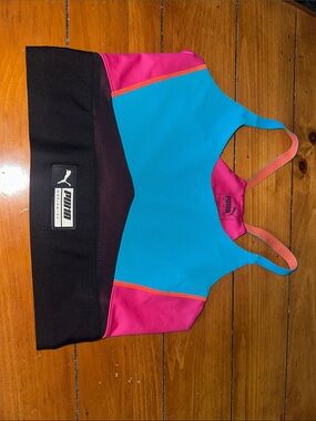 Puma Colorblock Workout Top — Turquoise, Pink & Black